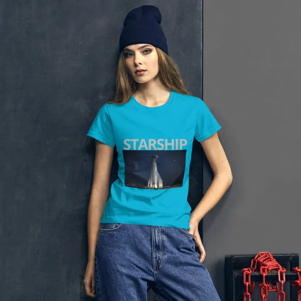 Ladies SpaceX Shirt Starship MK1 Space Rocket Ship Boca Chica Short Sleeve T-shirt