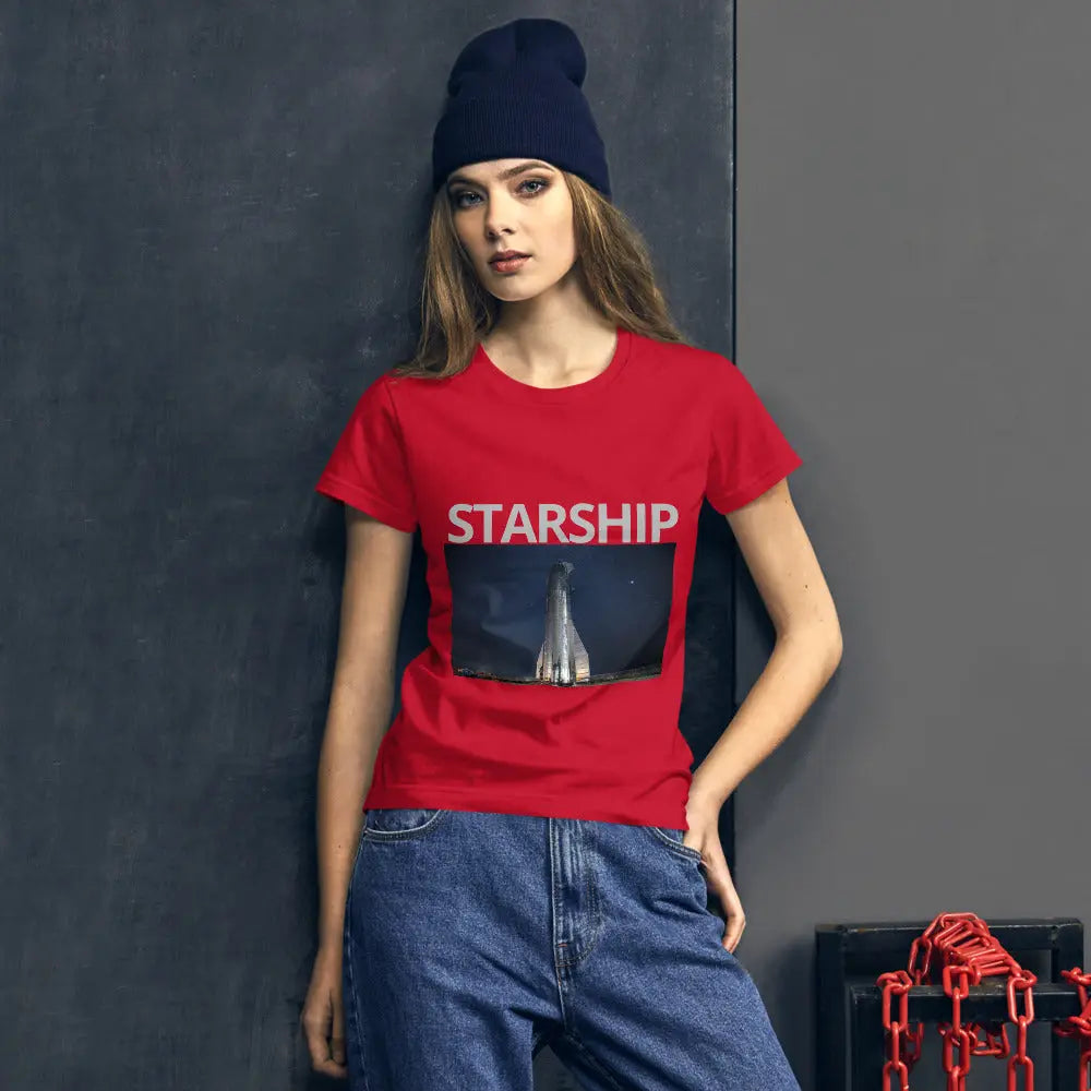 Ladies SpaceX Shirt Starship MK1 Space Rocket Ship Boca Chica Short Sleeve T-shirt