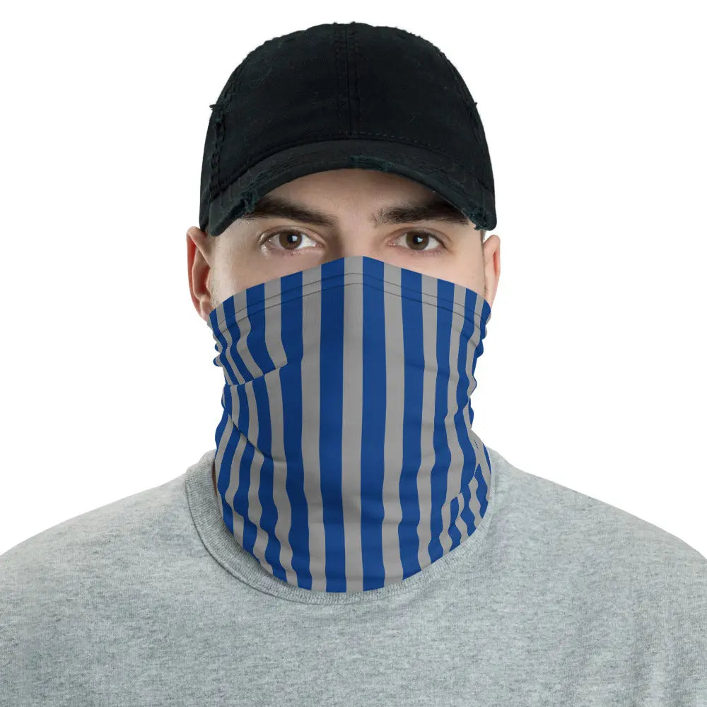 Mens Neck Gaiter Blue Grey Stripe Face Shield Bandana Neck Warmer Cover