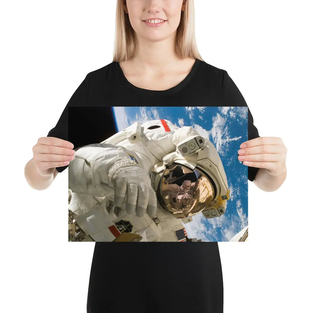 Space Shuttle Astronaut Over Earth Poster Discovery Space Walk
