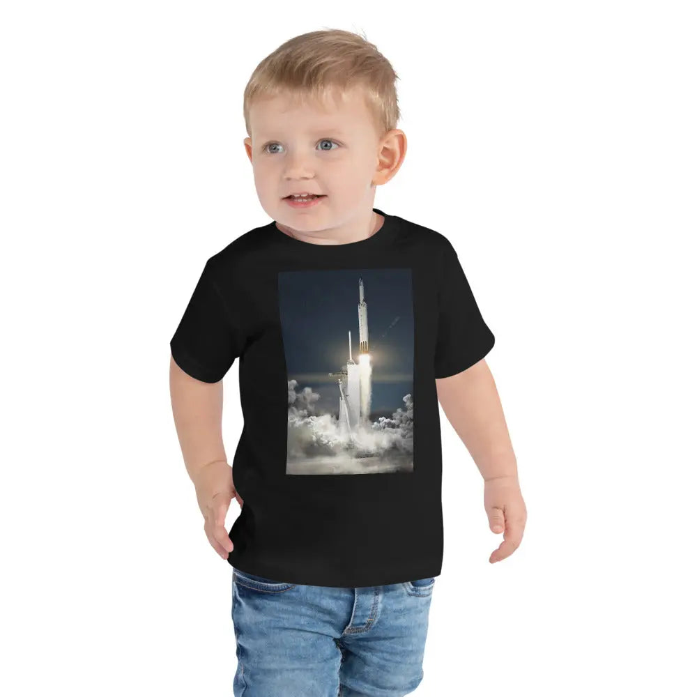 SpaceX Falcon Heavy Rocket Launch Toddler Short Sleeve Tee 2T - 5T
