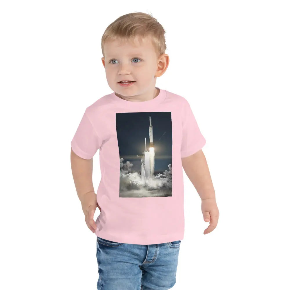 SpaceX Falcon Heavy Rocket Launch Toddler Short Sleeve Tee 2T - 5T