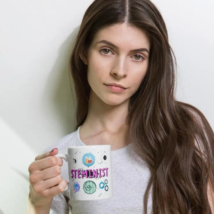 Steminist Ceramic White Mug Female Science Technology Engineering Maths STEM